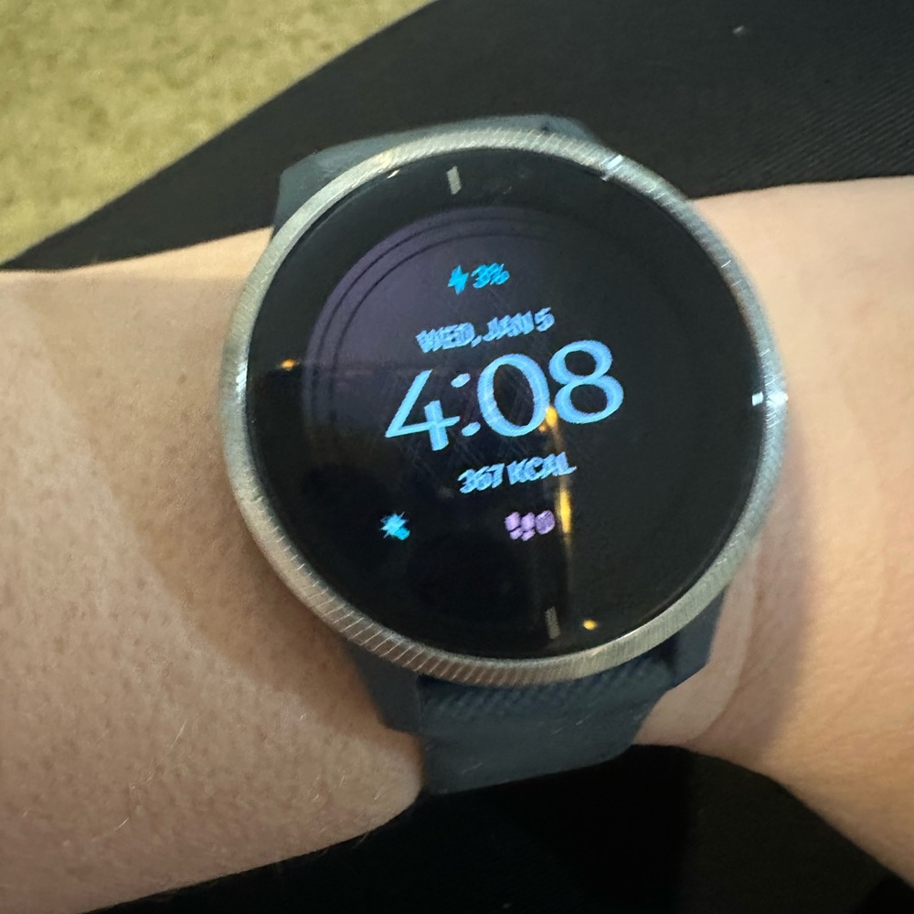 Garmin Smartwatch with Black Band and Silver Bezel